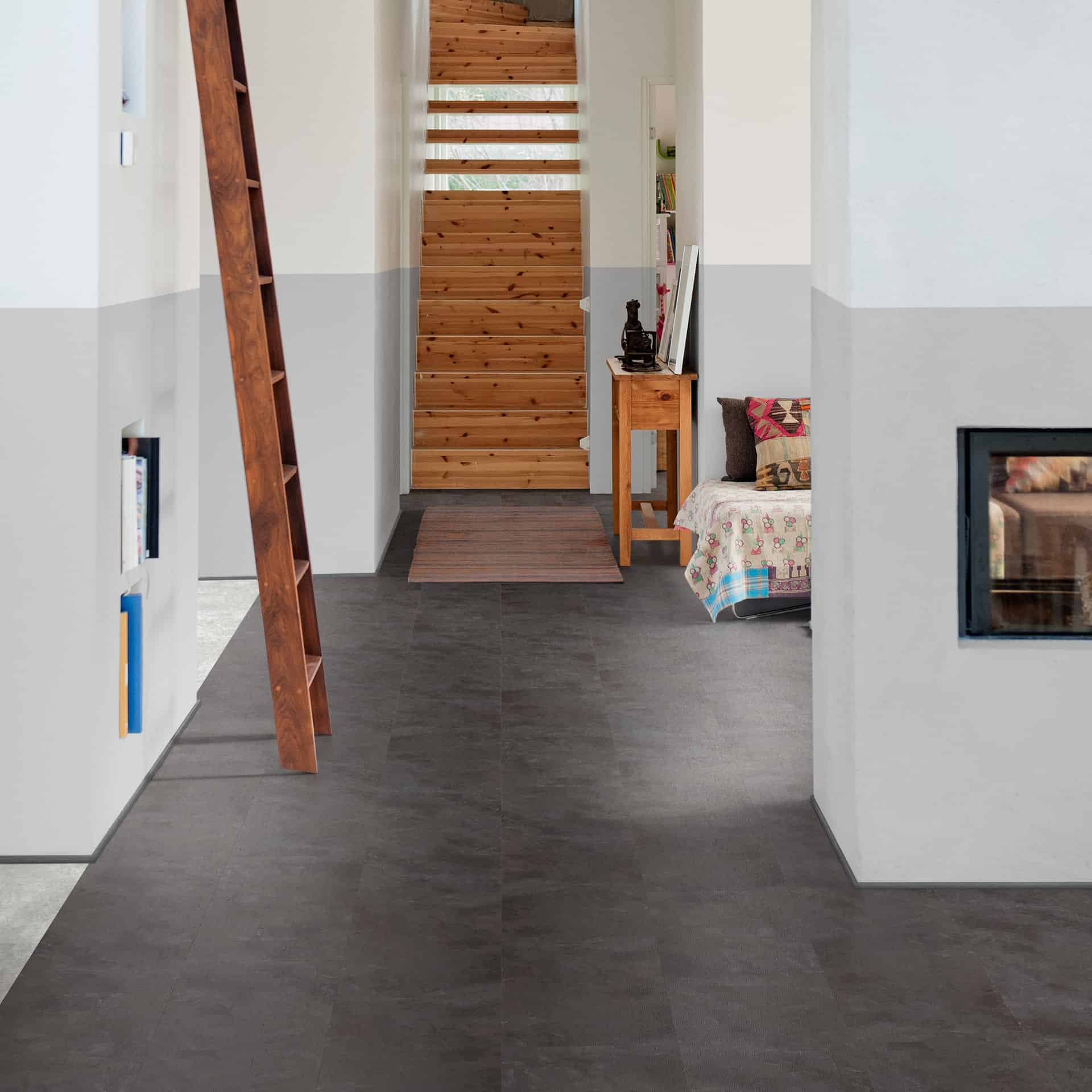 Polyflor Camaro Loc PUR finish stone design interlocking LVT. 4mm